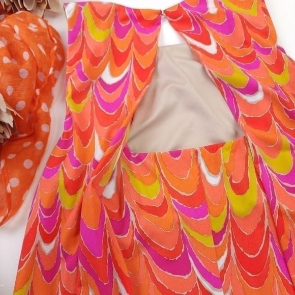 Trina Turk Orange Pink Sleeveless Gorgeous Back Dress Sz 0 - Picture 9 of 13
